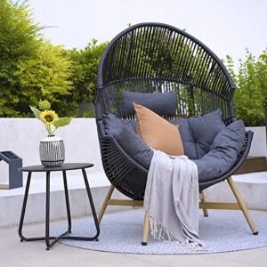 grand patio outdoor holand wicker egg chair, patio lounge chair with olefin thick cushion for indoor and outdoor, living room, balcony, porch, poolside