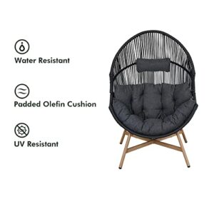 Grand patio Outdoor HOLAND Wicker Egg Chair, Patio Lounge Chair with Olefin Thick Cushion for Indoor and Outdoor, Living Room, Balcony, Porch, Poolside