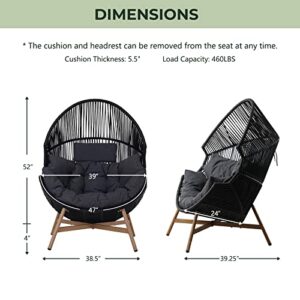 Grand patio Outdoor HOLAND Wicker Egg Chair, Patio Lounge Chair with Olefin Thick Cushion for Indoor and Outdoor, Living Room, Balcony, Porch, Poolside