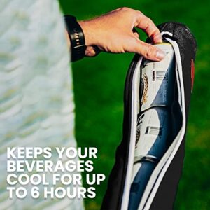 LNX Golf Cooler Sleeve by Checkpoint 30 | Keep Cans Cold up to 6 Hours | Insulated, Convenient, and Stylish | for Golf, Camping, and Outdoor Activities | Stores up to 6 Cans | Jet Black