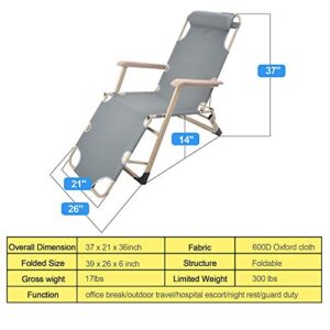 Livebest Set of 2 Lounge Chairs Folding Cot 2-in-1 Portable Reclining Beach Chair for Yard Garden Pool