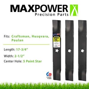 MaxPower 561741B 3 Blade Set for 52'' Cut Poulan/Husqvarna/Craftsman Replaces 574-870801