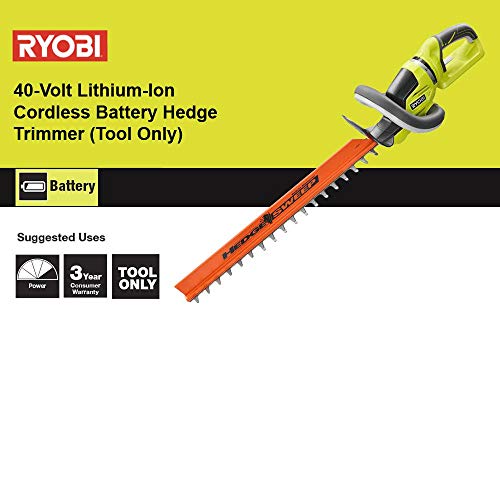 RYOBI RY40602BTL 24 in. 40-Volt Lithium-Ion Cordless Battery Hedge Trimmer (Tool Only)