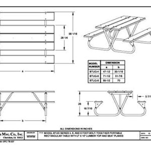 Pilot Rock Heavy Duty Steel Picnic Table Frames Model BTUG-FR - Made in The USA -