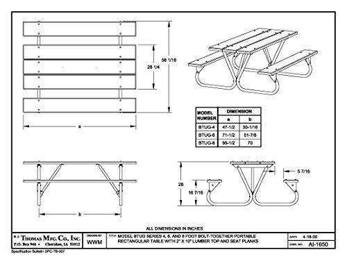 Pilot Rock Heavy Duty Steel Picnic Table Frames Model BTUG-FR - Made in The USA -