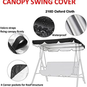 BTURYT Swing Canopy Replacement 3 Seater, Patio Swing with Canopy & Replacement Swing Seat,Waterproof Top Cover Set Swing Chair Awning Glider Swing Cover Porch Swing Cover