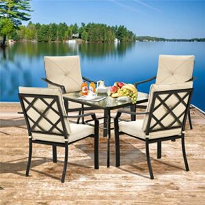 WYFDP 4 Piece Patio Dining Chairs Stackable Removable Cushioned Garden Patio