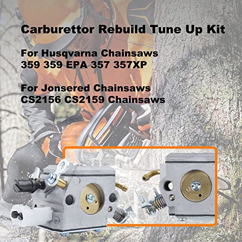 Mtanlo Carburetor Tune-up Service Kit for Husqvarna 359 357 357XP Jonsered CS2156 CS2159 Chainsaw Zama C3-EL42 505203001 Throttle Lever Gaskets Parts