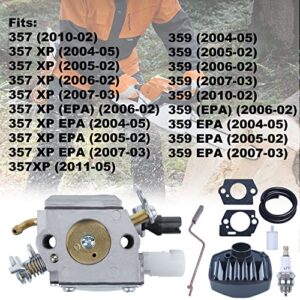 Mtanlo Carburetor Tune-up Service Kit for Husqvarna 359 357 357XP Jonsered CS2156 CS2159 Chainsaw Zama C3-EL42 505203001 Throttle Lever Gaskets Parts