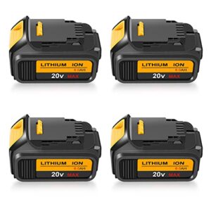 replacement for dewalt 20v 6.0ah battery compatible with dewalt 20v cordless power tools (4packs)