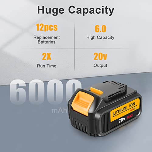 Replacement for Dewalt 20V 6.0Ah Battery Compatible with Dewalt 20V Cordless Power Tools (4Packs)