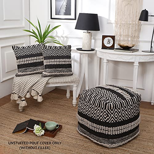 · REDEARTH · Boho Textured Throw Pillow -Cushion Covers Woven Tufted Decorative Farmhouse Cases Set for Couch, Sofa, Bed, Chair, Dining, Patio, Outdoor; 100% Cotton (18"x18") Pack of 2