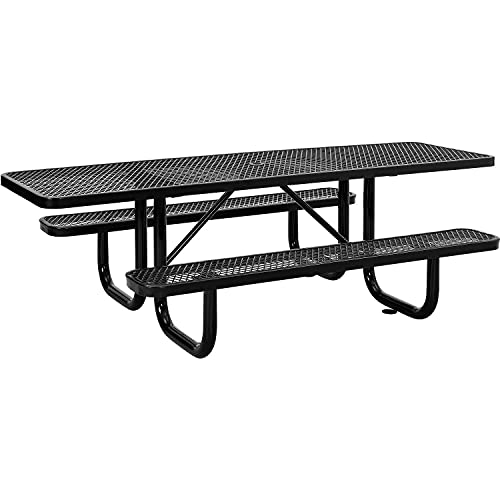 Global Industrial 8' ADA Rectangular Picnic Table, Expanded Metal, Black (96" Long)