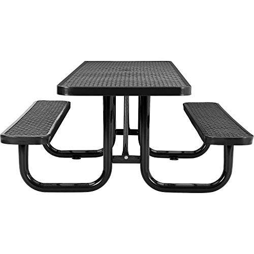 Global Industrial 8' ADA Rectangular Picnic Table, Expanded Metal, Black (96" Long)