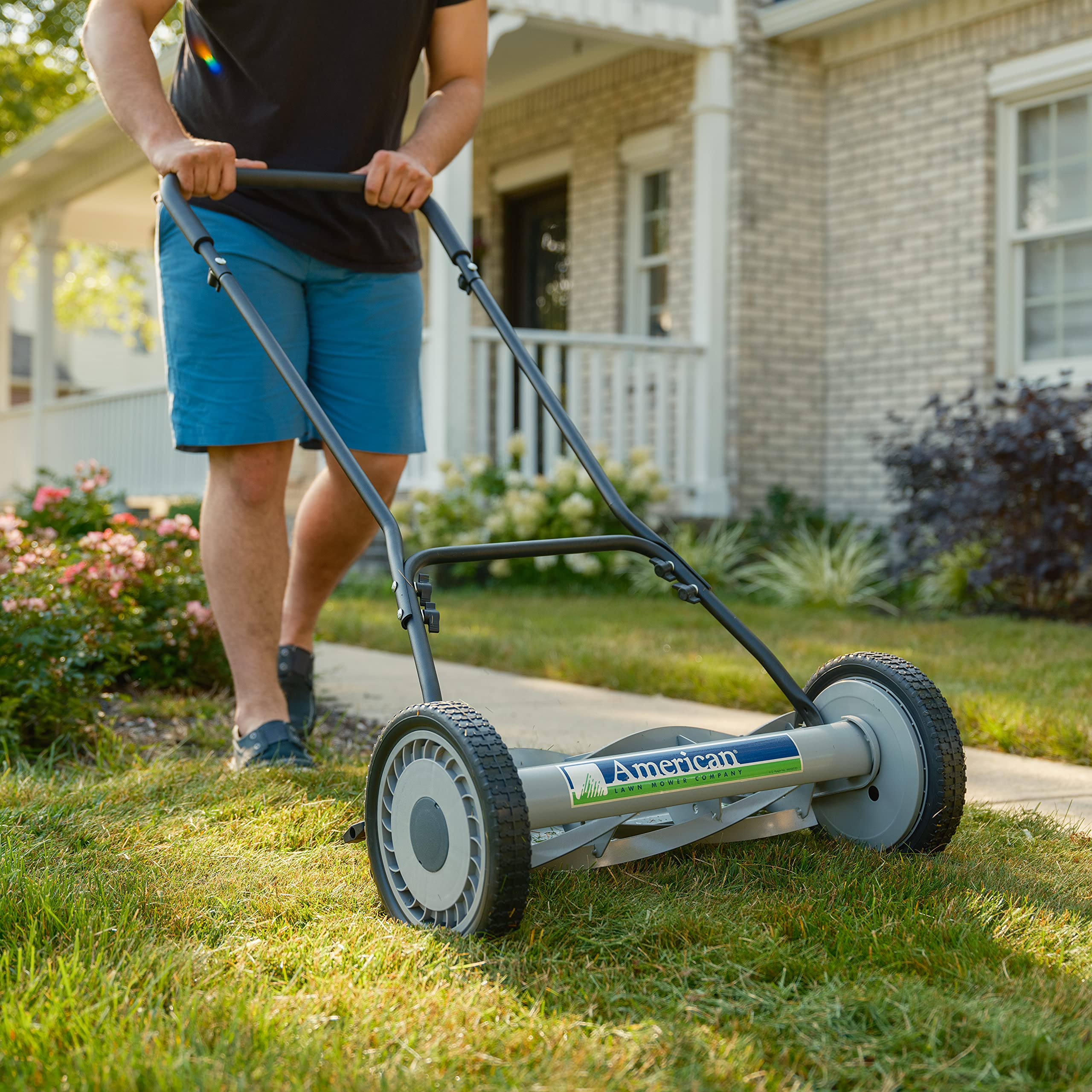 American Lawn Mower Company 1815-18 18-Inch 5-Blade Push Reel Lawn Mower, 18-Inch, 5-Blade, Black