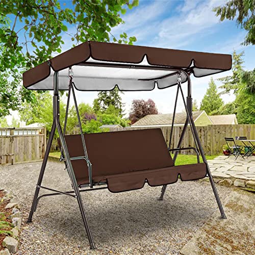 Outdoor Swing Canopy Cover, 2-Seater Canopy Swing Sets for Backyard, Replacement Swing Waterproof Top Cover Set for Patio/Lawn/Garden, Swing Canopy Cushion Sunscreen Uv Protection (No Steel Frame)