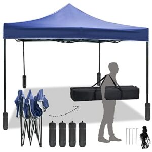 pop up canopy 10×10 pop up canopy tent party tent ez up canopy sun shade wedding instant folding protable better air circulation outdoor gazebo with backpack bag (blue)