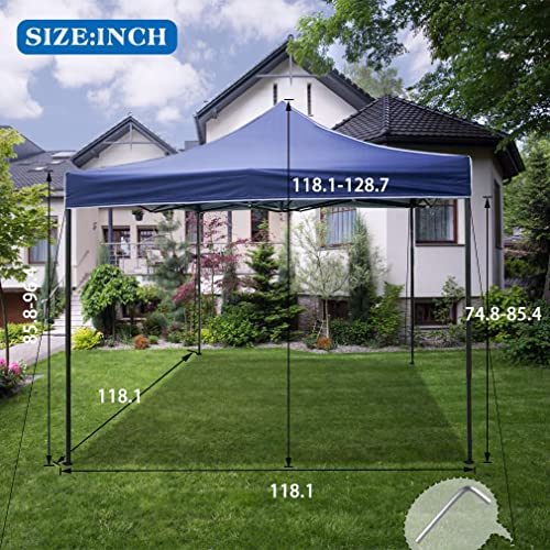 Pop Up Canopy 10x10 Pop Up Canopy Tent Party Tent Ez Up Canopy Sun Shade Wedding Instant Folding Protable Better Air Circulation Outdoor Gazebo with Backpack Bag (Blue)