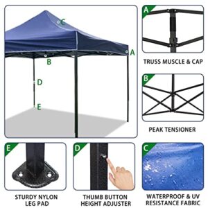 Pop Up Canopy 10x10 Pop Up Canopy Tent Party Tent Ez Up Canopy Sun Shade Wedding Instant Folding Protable Better Air Circulation Outdoor Gazebo with Backpack Bag (Blue)