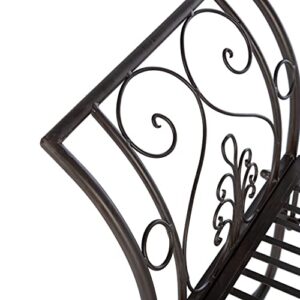 Safavieh PAT5016B Outdoor Collection Adina Rustic Brown Wrought Iron 51-inch Garden Bench