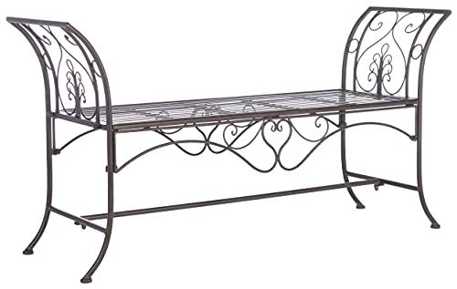 Safavieh PAT5016B Outdoor Collection Adina Rustic Brown Wrought Iron 51-inch Garden Bench