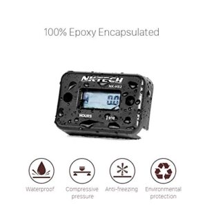 NKTECH NK-HS2 Inductive Hour Meter for Gas Engine Lawn Mover Marine ATV Motorcycle Boat Snowmobile Dirt Bike Outboard Motor Generator IP68 99999HRS Hourmeter (Black)