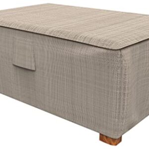 Budge P4W01PM1 English Garden Patio Ottoman Cover Heavy Duty and Waterproof, 18" High x 33" Wide x 25" Long, Two-Tone Tan