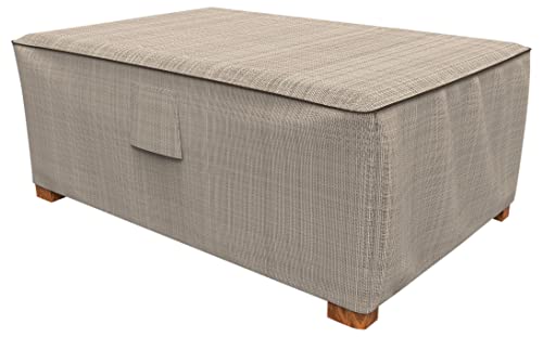 Budge P4W01PM1 English Garden Patio Ottoman Cover Heavy Duty and Waterproof, 18" High x 33" Wide x 25" Long, Two-Tone Tan