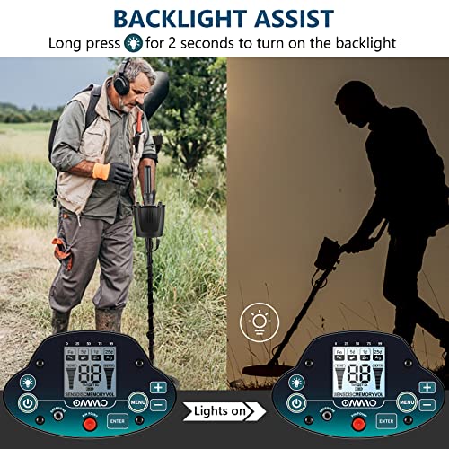 OMMO Metal Detector for Adults, High Accuracy Adjustable Waterproof Metal Detector, with Pinpoint & Disc & All Metal Mode, Great for Detecting Gold, Coin, Treasure Hunting