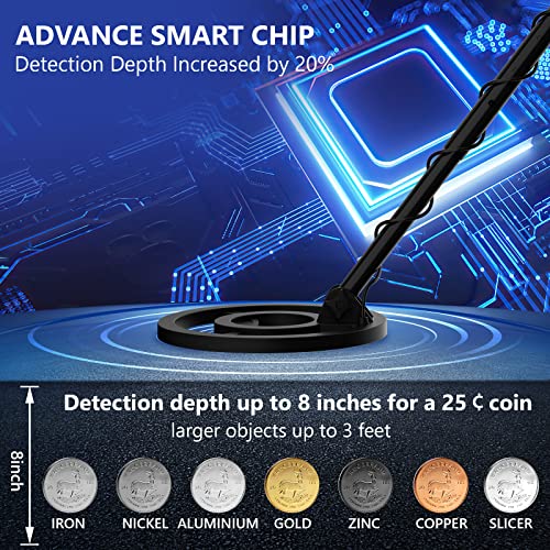 OMMO Metal Detector for Adults, High Accuracy Adjustable Waterproof Metal Detector, with Pinpoint & Disc & All Metal Mode, Great for Detecting Gold, Coin, Treasure Hunting