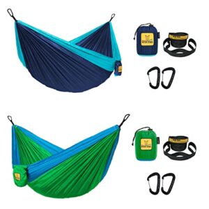 wise owl outfitters camping hammocks duo – set of 2, adults and kids hammock for outdoor, indoor, single & double use w/tree straps – camping gear essentials,