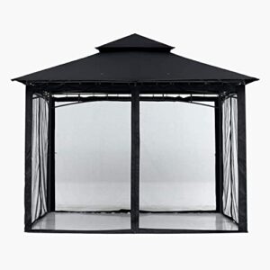 mosquito net for outdoor patio and garden, screen house for camping and deck, zippered mesh sidewalls for 10x 10′ gazebo and tent,outdoor gazebo screenroom, (black)…