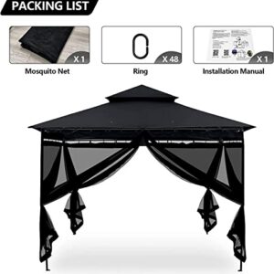 Mosquito Net for Outdoor Patio and Garden, Screen House for Camping and Deck, Zippered Mesh Sidewalls for 10x 10' Gazebo and Tent,Outdoor Gazebo Screenroom, (Black)…