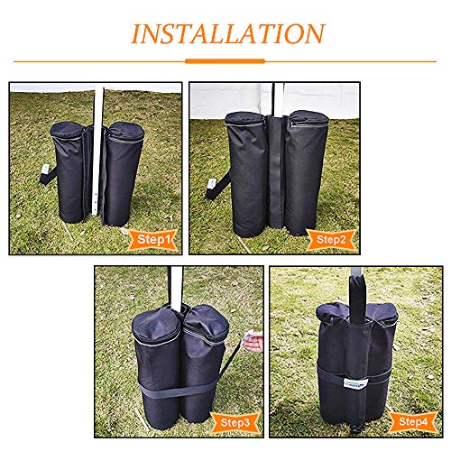 Goutime Canopy Weight Bags 4 x 40 lb for Pop Up Canopy Tent Legs, Gazebo Sand Bag Weights, Set of 4 Black (Upgraded)