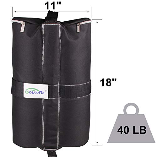 Goutime Canopy Weight Bags 4 x 40 lb for Pop Up Canopy Tent Legs, Gazebo Sand Bag Weights, Set of 4 Black (Upgraded)