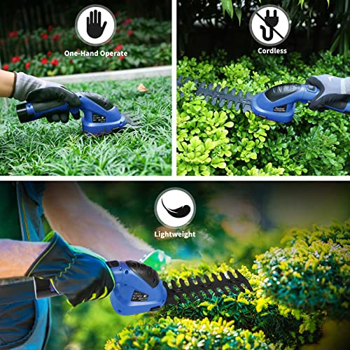 AVID POWER Cordless Grass Shears 7.2V, 2-in-1 Electric Small Hedge Trimmer, Portable Handheld Grass Trimmer with Rechargeable Battery and Charger, Lightweight & Safe Grass Cutter for Garden, Lawn