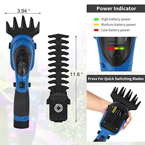 AVID POWER Cordless Grass Shears 7.2V, 2-in-1 Electric Small Hedge Trimmer, Portable Handheld Grass Trimmer with Rechargeable Battery and Charger, Lightweight & Safe Grass Cutter for Garden, Lawn