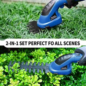 AVID POWER Cordless Grass Shears 7.2V, 2-in-1 Electric Small Hedge Trimmer, Portable Handheld Grass Trimmer with Rechargeable Battery and Charger, Lightweight & Safe Grass Cutter for Garden, Lawn