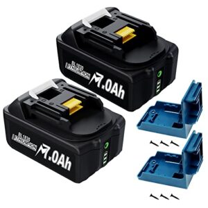 turpow 7.0ah replacement for makita 18v batteries bl1815 bl1830 bl1840 bl1850 bl1860 194205-3 lxt-400 for makita 18volt batteries lxt lithium ion cordless power tools with 2 packs wall mount holder