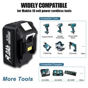 TURPOW 7.0Ah Replacement for Makita 18V Batteries BL1815 BL1830 BL1840 BL1850 BL1860 194205-3 LXT-400 for Makita 18Volt Batteries LXT Lithium ion Cordless Power Tools with 2 Packs Wall Mount Holder