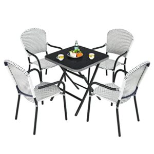 zhyh set of 4 patio dining chairs with stackable arms no assembly required