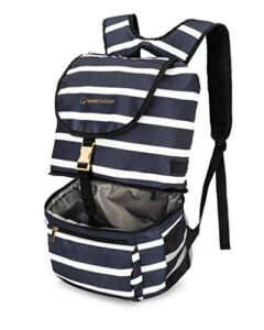one girl savvy outdoors cooler backpack | durable, lightweight, stylish design, high-density insulation material & leak-proof | perfect for events, picnics, beach activities, hiking & more, stripes