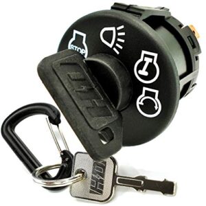 hd switch – starter ignition switch – w/dust shield – replaces husqvarna jonsered dixon ayp sears craftsman 163968, 175566, 532163968, 532175566, 12163 w/ 1 umbrella & 1 steel key & free carabiner