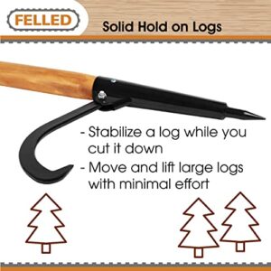 Felled | Log Peavy - 49 Inch Wood Peavey Logging Tool Log Roller Tool Carbon Steel Logging Cant Hook with Wooden Shaft