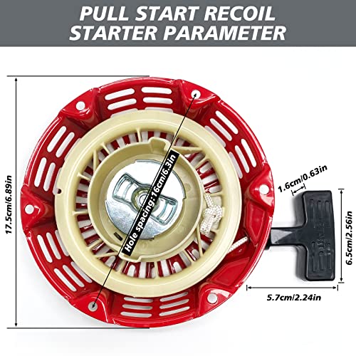 AIKENING Gx160 Recoil Starter Pull Start Assembly with Recoil Starter Rope Pull for Honda Recoil Starter(Pack of 2) Recoil Starter Rope X3 Bolts X9 Fit for Gx120 Gx160 Gx200