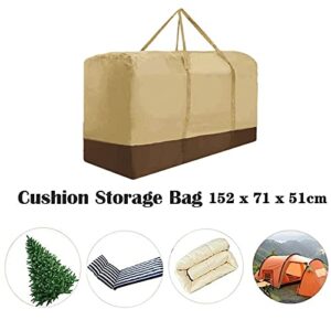 Outdoor Cushion Storage Bag Extra Large 420D Oxford Waterproof Dust Proof Outdoor Zippered Patio Cushion Storage Bag (Beige)