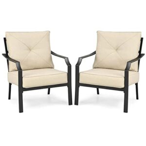 zhyh 2 piece patio dining chairs stackable removable cushioned garden patio