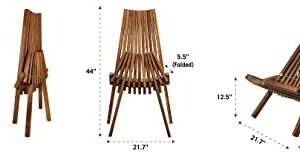 Melino Wooden Folding Chair for Outdoor, Low Profile Acacia Wood Lounge Chair with FSC Certified Acacia Wood, Fully Assembled (Espresso)