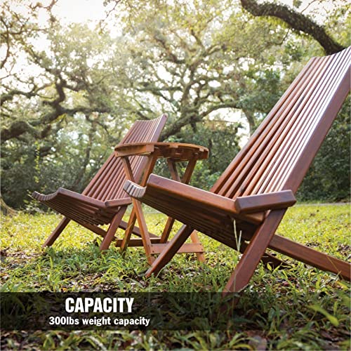 Melino Wooden Folding Chair for Outdoor, Low Profile Acacia Wood Lounge Chair with FSC Certified Acacia Wood, Fully Assembled (Espresso)