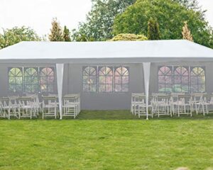 gazebo tent 10’x30′ canopy tent outdoor gazebo canopy wedding party tent heavy duty gazebo pavilion, white (10x30ft 5 removable sidewalls)